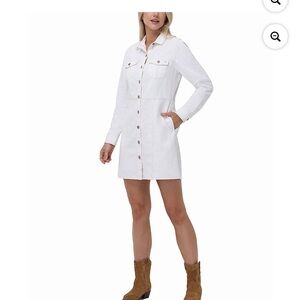 Women’s fryer white color jean dress size large pockets new